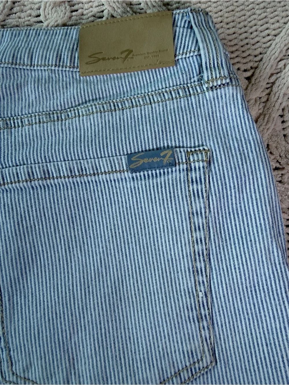Seven7 Light Blue Pinstriped Denim Shorts size 6